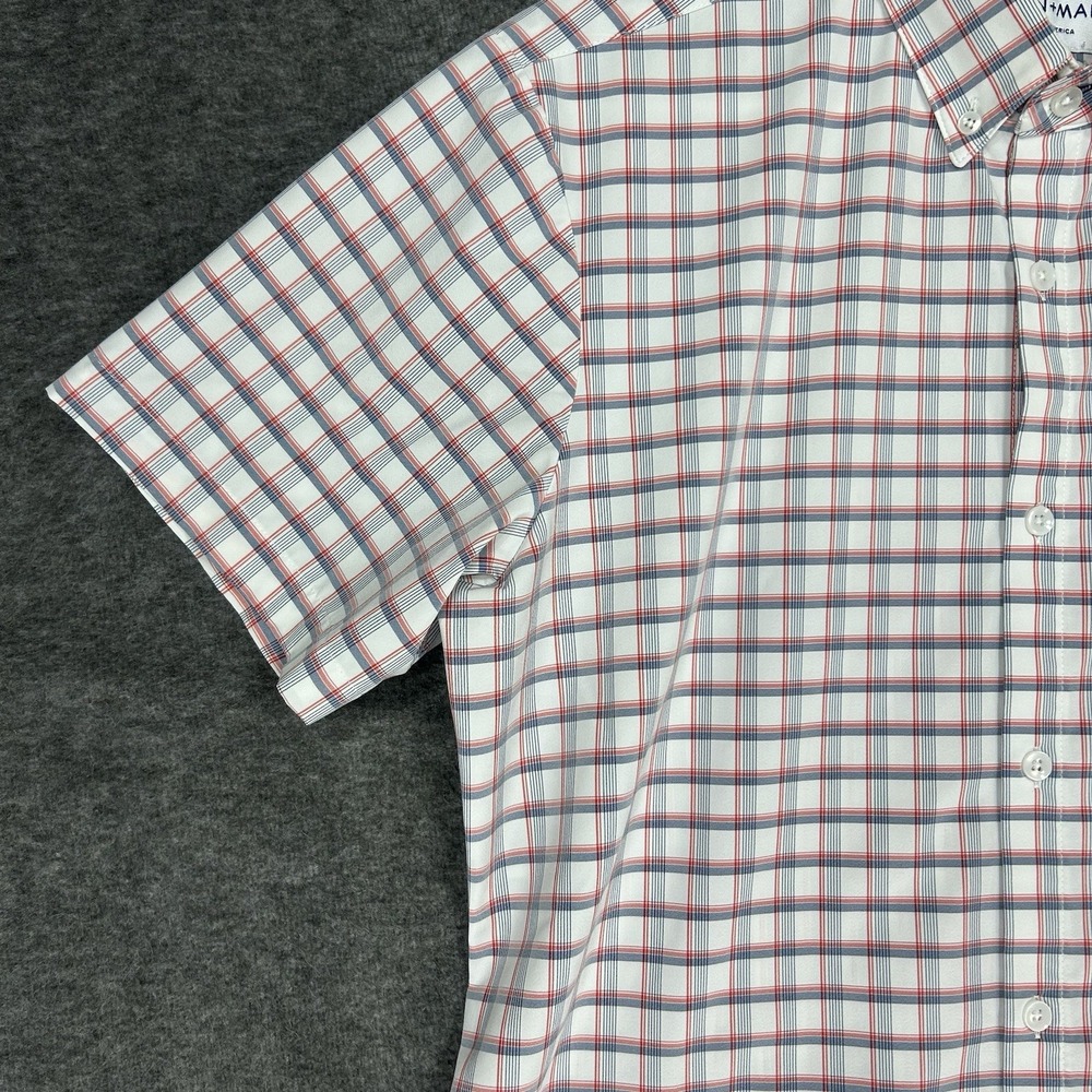 Mizzen Main Shirt Mens Large White Blue Plaid Button Up Trim Leeward performance - Picture 4 of 10